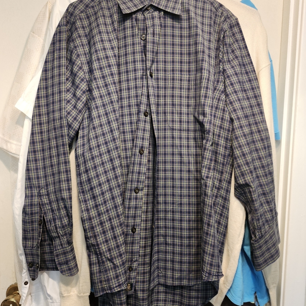 Robert Talbott Blue and Green Plaid Casual Button Down Shirt